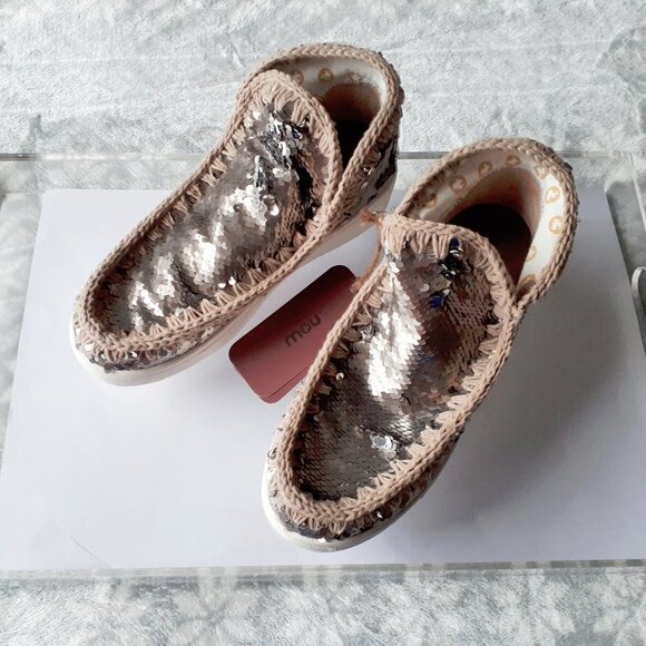 NWT Mou silver sequin round toe low cut sneakers, EU 38 - Picture 15 of 16